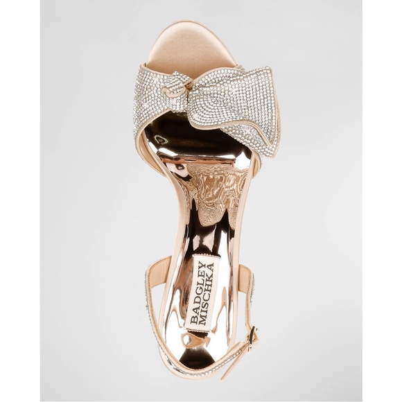 Badgley Mischka Rennie Rhinestone Ruffle Satin High Heel Stiletto Sandals US8 - Picture 8 of 14